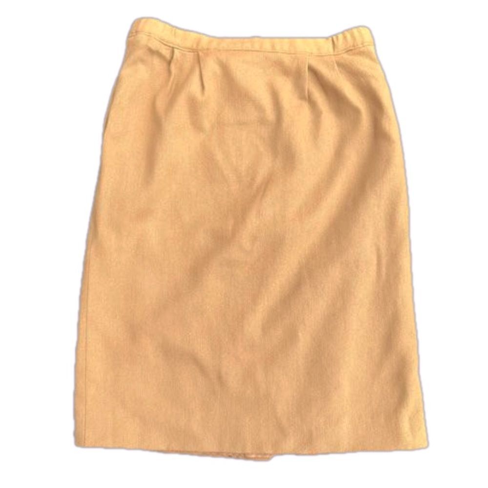 Vintage Camdan Place Tan Wool Skirt Size 12 Classic Light Academia Preppy Chic